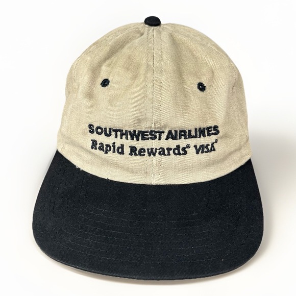 Southwest Airlines Hat Strap Back Cap Adjustable Rapid Rewards Visa Vintage
